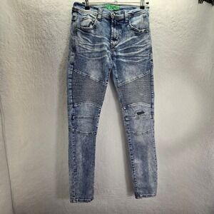 Preme Moto Biker Denim Jeans Mens Sz 28x31 Skinny‎ Distressed Stretch
